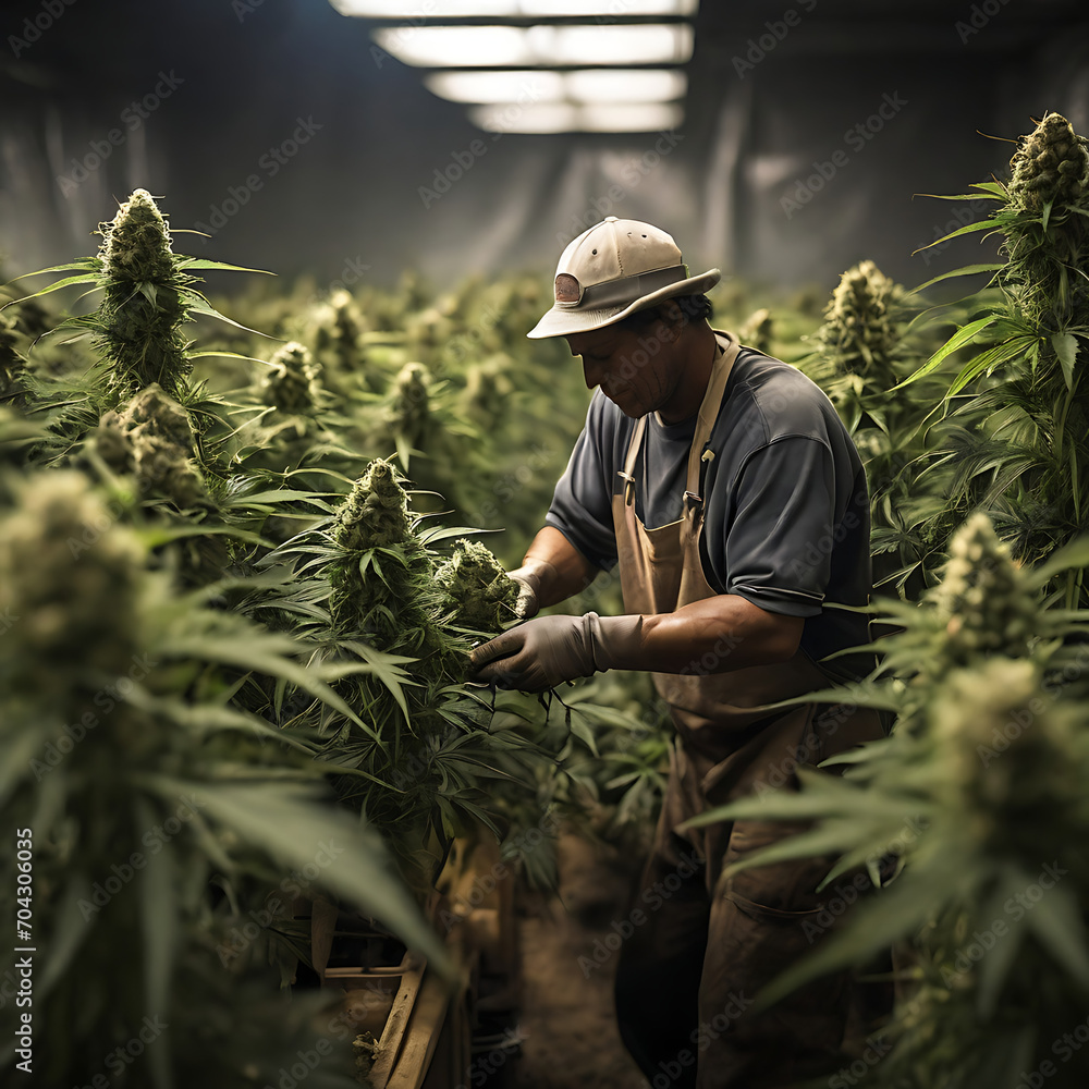 Workers collecting marijuana . Generative Ai