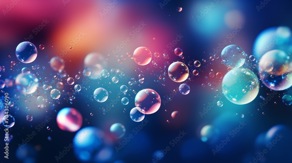 Colorful bubbles floating in a blue background - obrazy, fototapety, plakaty 