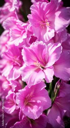 photo close up on violet gladiolus flower details. generated AI