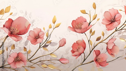 Elegant Spring Floral Vector Background in Watercolor – A Beautiful Botanical Illustration for Romantic Cards, Invitations, and Decorative Designs with a Touch of Luxury and Vintage Charm.