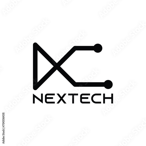 n letter tech logo design, nextech logo design