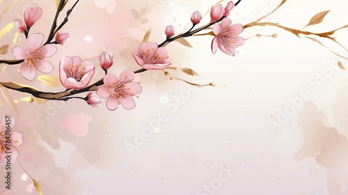Elegant Spring Floral Vector Background in Watercolor – A Beautiful Botanical Illustration for Romantic Cards, Invitations, and Decorative Designs with a Touch of Luxury and Vintage Charm.