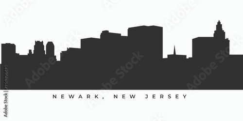Newark city skyline silhouette. New jersey skyscraper illustration photo