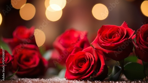 Photo of red roses beautiful bouquet of valentine s day. Generative Ai 