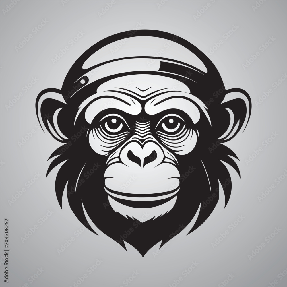 Monkey head, monkey face vector Illustration, on a isolated background, SVG