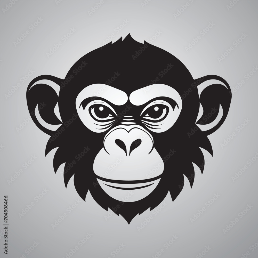 Monkey head, monkey face vector Illustration, on a isolated background, SVG