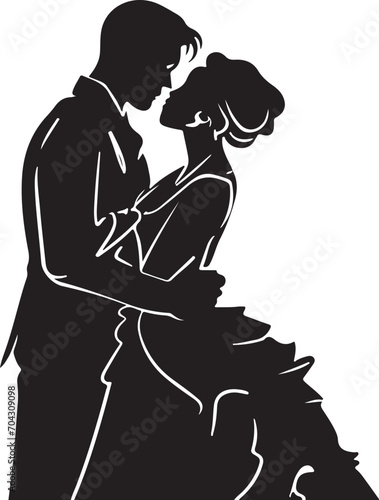 Wallpaper Mural Romantic Couple Kissing Silhouette Vector Illustration Torontodigital.ca