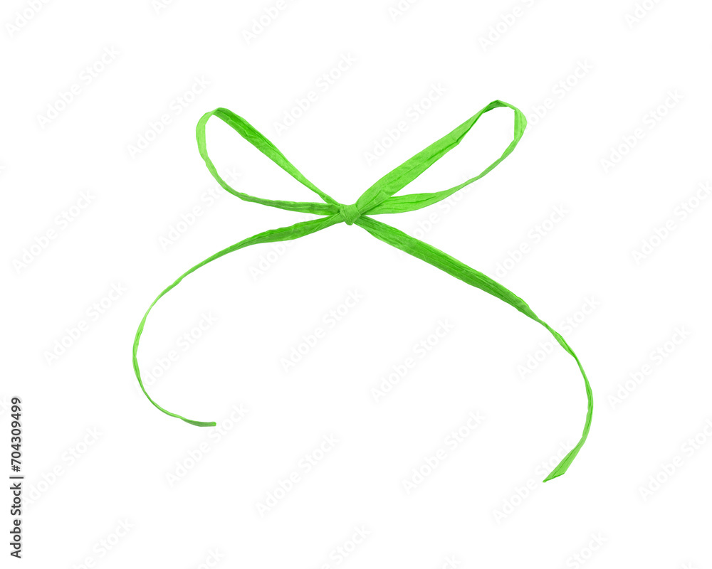 Bow made of green paper ribbon isolated on white background Bow made of green paper ribbon isolated on white background