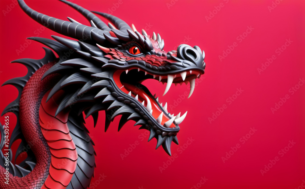 Black dragon on red background, chinese new year background Black dragon on red background, chinese new year background