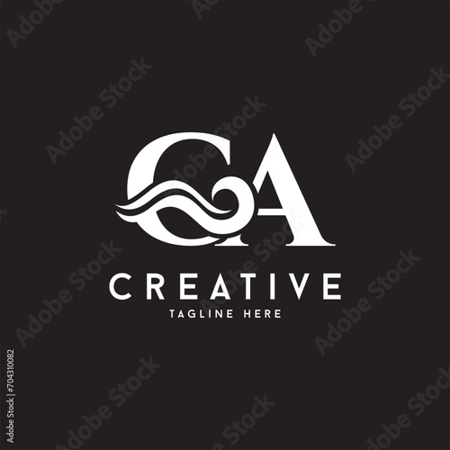Letter CA ocean wave vector logo icon symbol minimalist illustration design for pool or aqua related logo