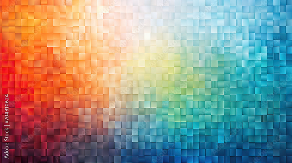 An abstract digital mosaic with pixelated patterns and a harmonious blend of warm and cool hues Ai Generative