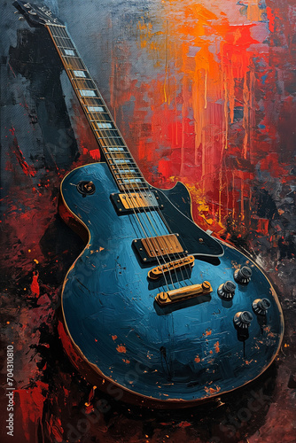 Electric Guitar Art Canvas Multilayered Realism Infused with Surrealistic Elements