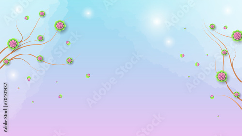 Light Abstract Nature Spring Summer Botanical Background Beautiful With Branches And Flowers Decoration Wallpaper Vector Design Style
