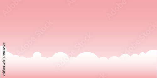 Fototapeta Naklejka Na Ścianę i Meble -  Clouds wide border on pink background. Panorama for banner, template