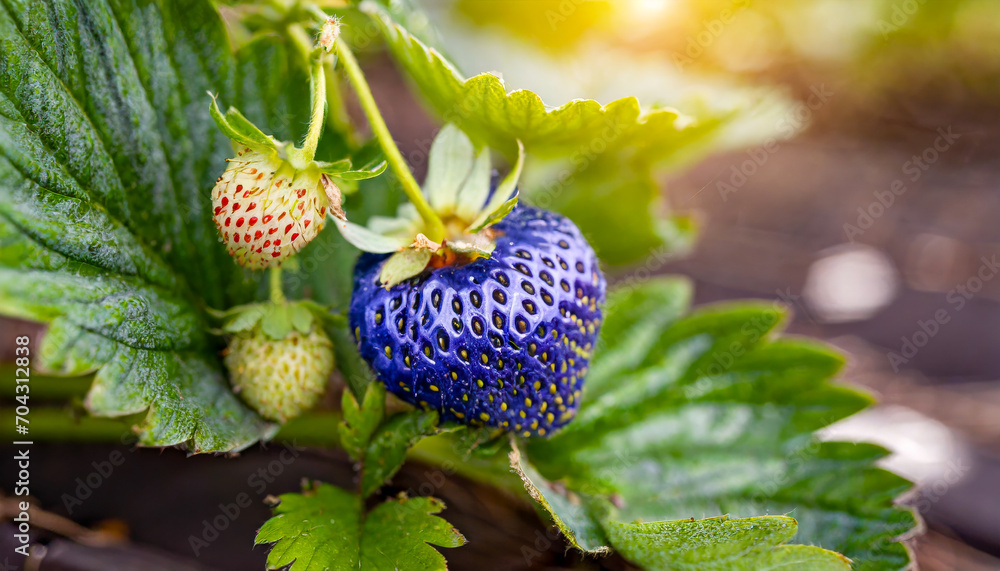 strawberries blue on the bush, generative ai strawberries blue on the bush, generative ai