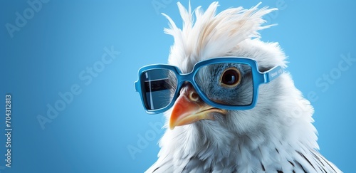 Chic Hen Peering Through Spectacles: A Fusion of Farmyard Fashion and Wit. Generative AI