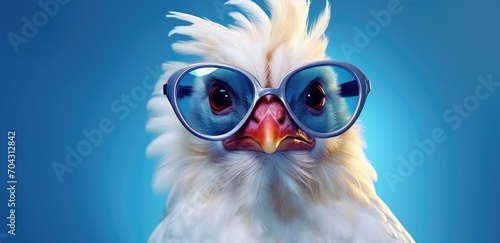 Chic Hen Peering Through Spectacles: A Fusion of Farmyard Fashion and Wit. Generative AI © Gelpi