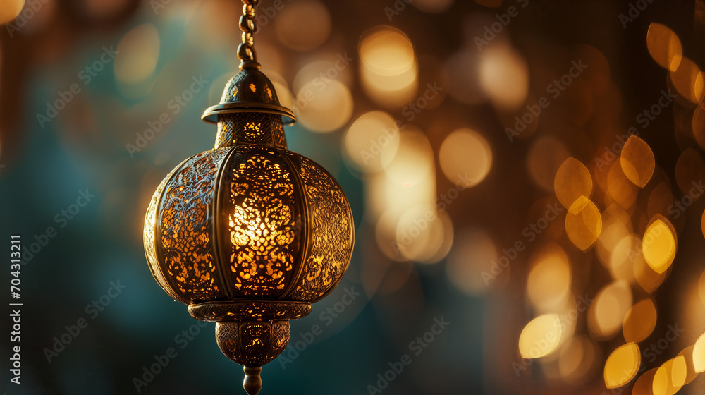 Ornamental Arabic lantern. Generative AI Ornamental Arabic lantern. Generative AI