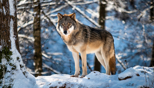 wolf in the snowy winter forest, generative ai © Mathias Weil
