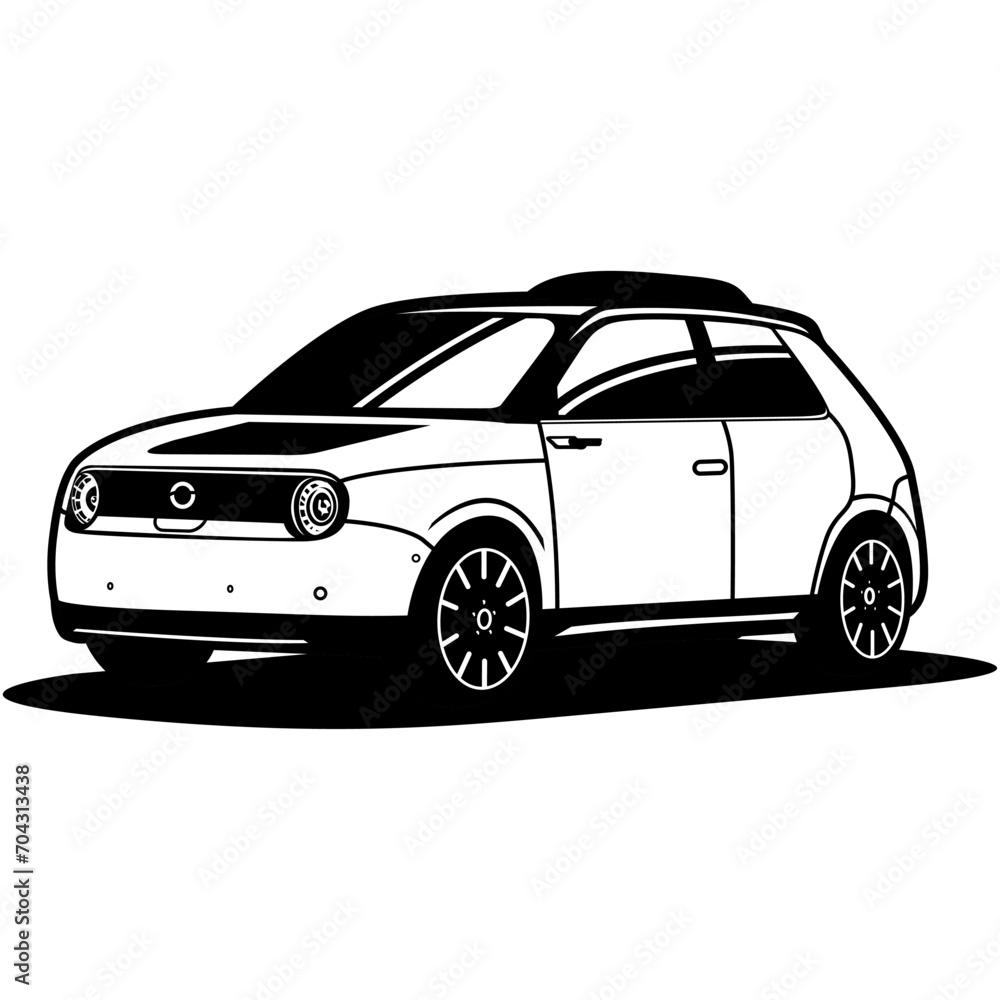 modern car with roof rack black and white kids coloring