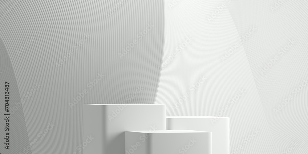 3D minimal background. 3D geometric podium with white background for perfume and cosmetics presentation. 3D illustration. - obrazy, fototapety, plakaty 