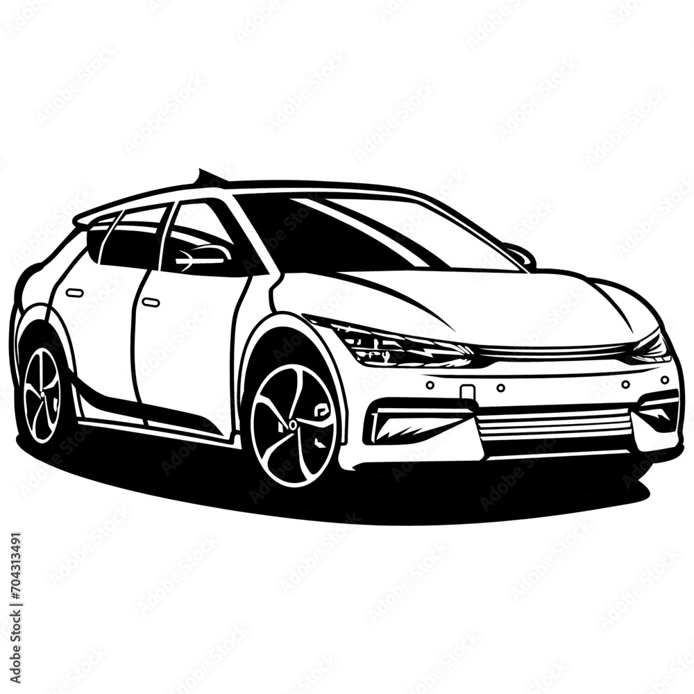 cool and elegant super car in black and white for children to colour