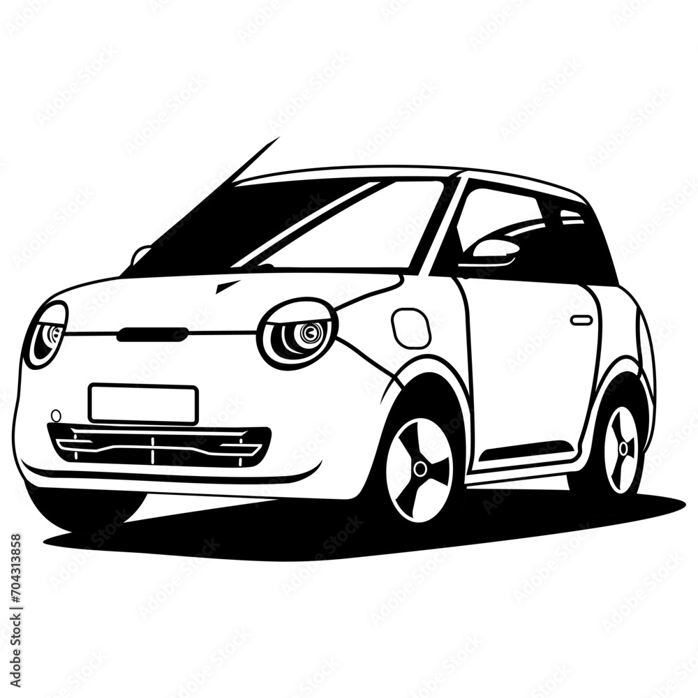 cute family car front side view for kids colouring