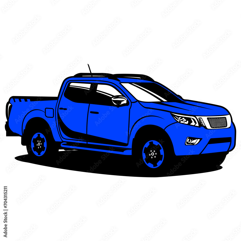 cool pickup car blue cartoon vector cool pickup car blue cartoon vector