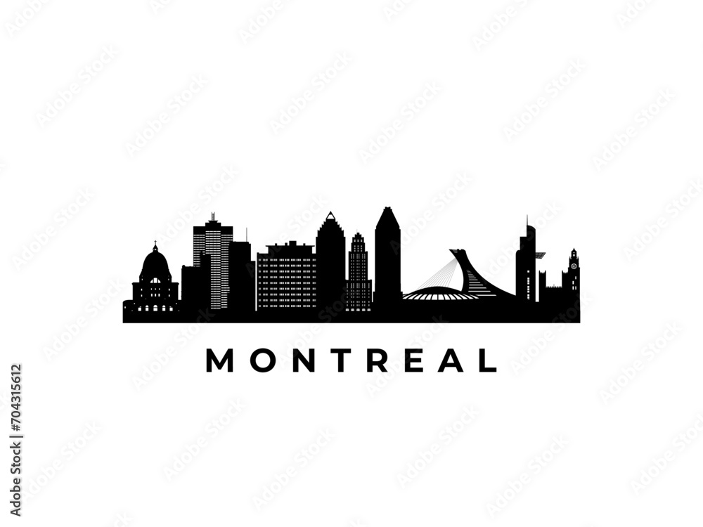 Vector Montreal skyline. Travel Montreal famous landmarks. Business and tourism concept for presentation, banner, web site.