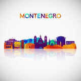 Montenegro skyline silhouette in colorful geometric style. Symbol for your design. Vector illustration.