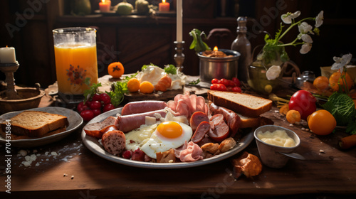 Traditional French breakfast  food  meal  dish  cooking  restaurant  delicious  cuisine  grill  plate  gourmet  eggs  sousace  bacon  meat  pork  chicken  grilled  fried  sauce  cooked  16.9