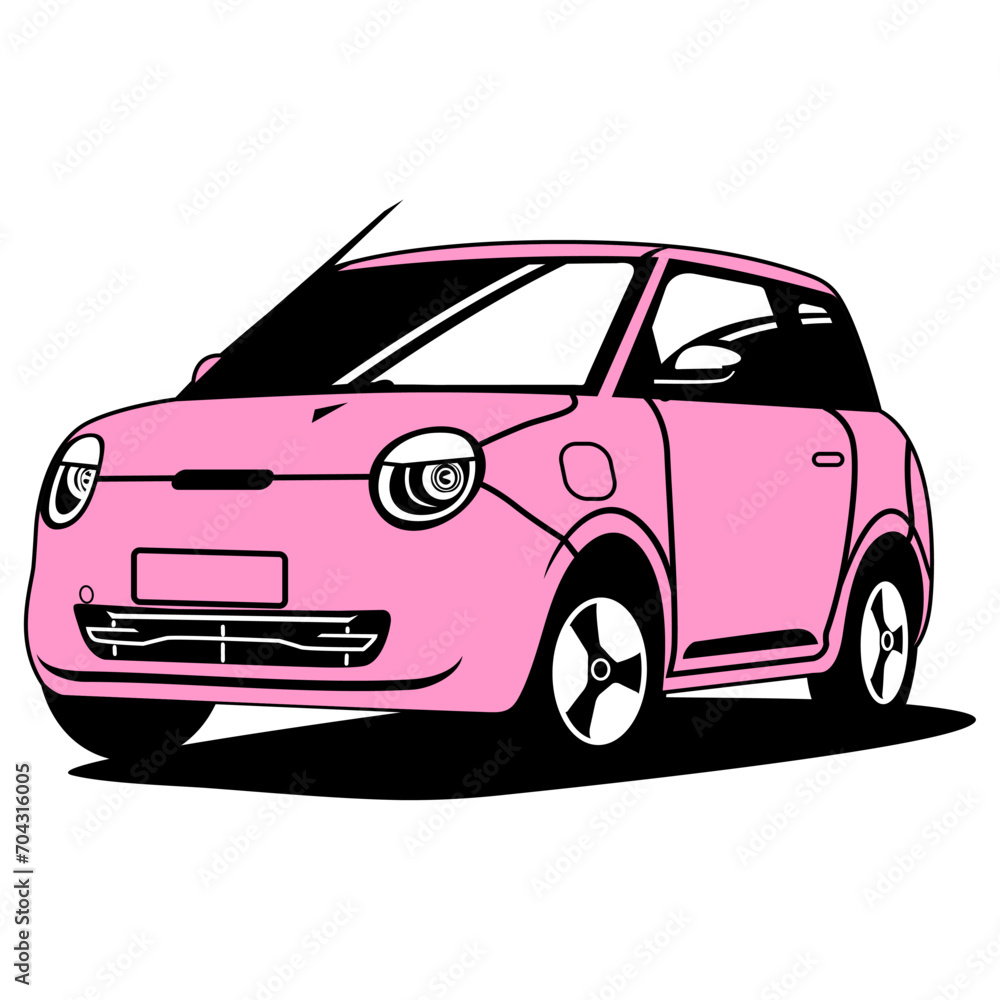 cute family car pink front side view vector art