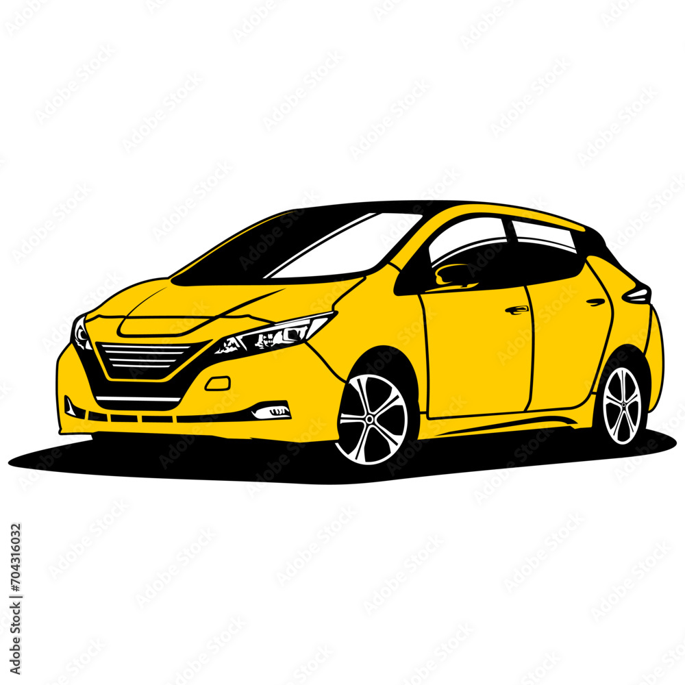 cool car in yellow colors vector art