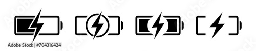 Set of battery charge vector icons. Recharge phone. Vector 10 Eps.