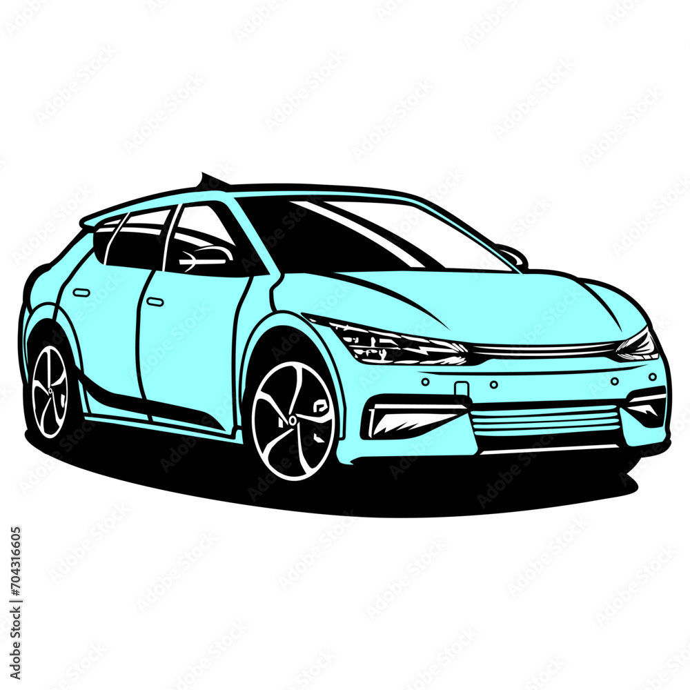 cool and elegant super car in ice blue colour vector art