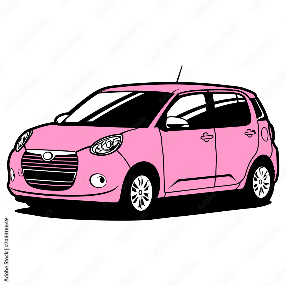 
comfortable family car in pink vector art
