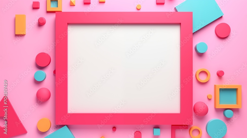Frame mockup with copy space for text. Create an artistic collage with a Memphis style on a warm brown abstract background. Illustration background. Frame mockup with copy space for text. Create an artistic collage with a Memphis style on a warm brown abstract background. Illustration background.