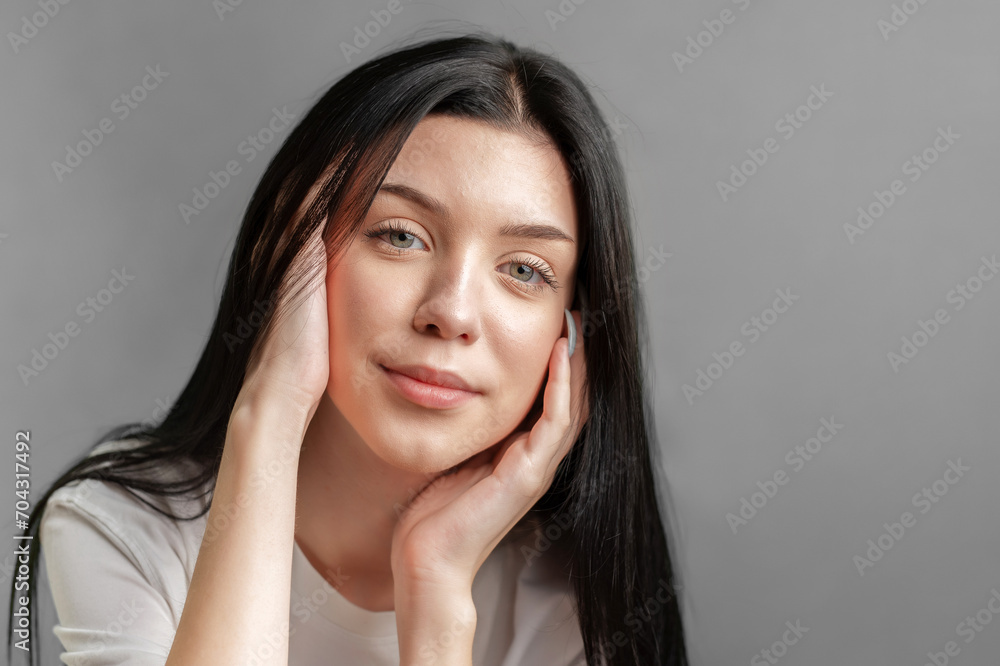 Beautiful portrait of smiling girl with natural makeup Beautiful portrait of smiling girl with natural makeup