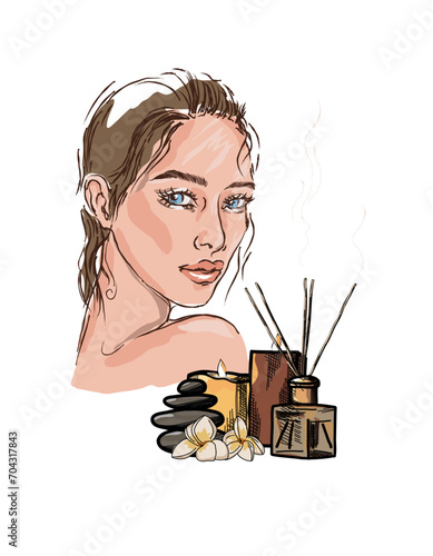 Beautiful woman making spa procedures