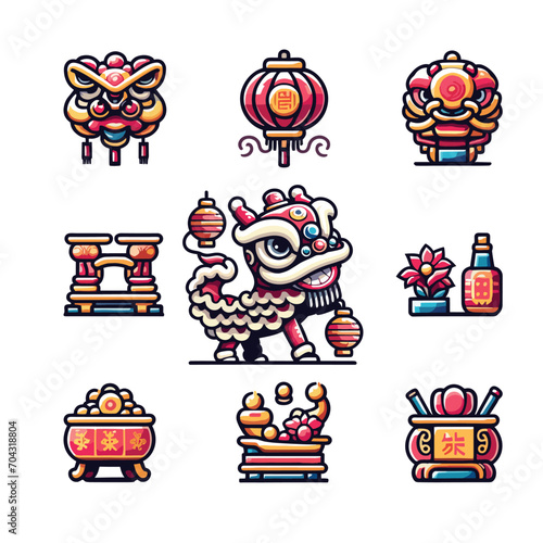 9 CHINESE NEW YEAR ILLUSTRATION PACK VECTOR