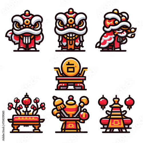 SEVEN CHINESE NEW YEAR ILLUSTRATION PACK VECTOR