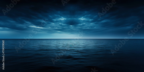 Dark sea surface with a dramatic cloudy sky above. Approaching storm. Generative AI © AngrySun