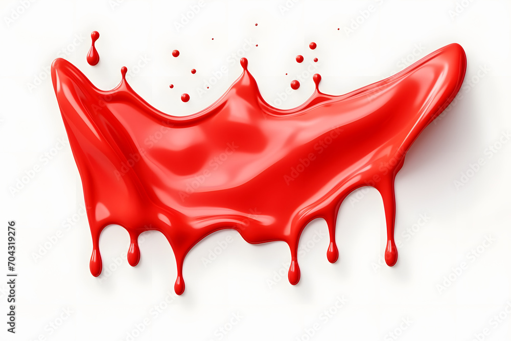 Red ketchup or red liquid sause splash isolated on white background