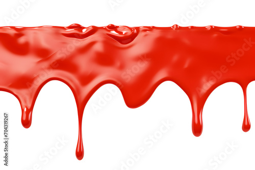 Red ketchup or red liquid sause splash isolated on white background photo