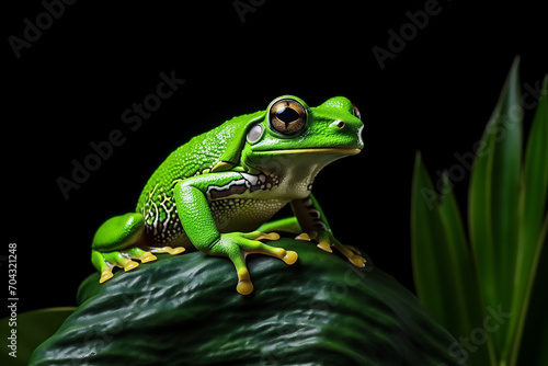 green eyed frog in close up