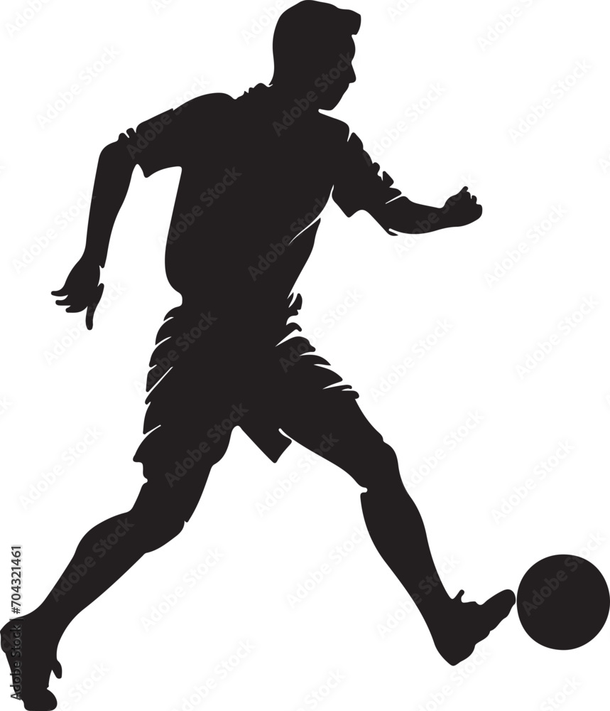 Naklejka premium Solid Black Silhouette Of A Soccer Player