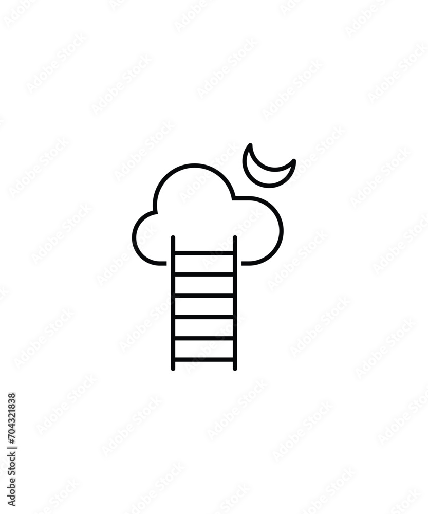 cloud with stair icon, vector best line icon.