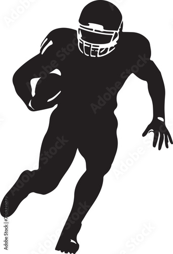 Solid Black Silhouette Of A American Football Player