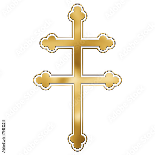 Cross of Lorraine, artistic illustration with golden tone