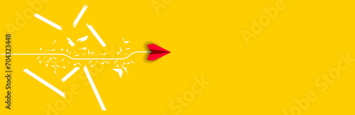 red plane is flying towards success, overcoming obstacles.Overcoming obstacles idea concept.	
 photo